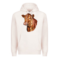 Pale Pink red angus cattle cow Premium Hoodie - LillyAllenDesigns