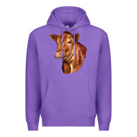 Purple red angus cattle cow Premium Hoodie - LillyAllenDesigns