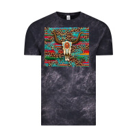 Cloud Black western serape leopard bull skull turquoise Vintage Tee - Artiststas