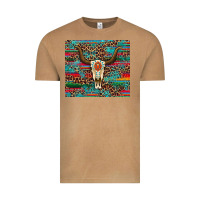 Vintage Camel western serape leopard bull skull turquoise Vintage Tee - Artiststas