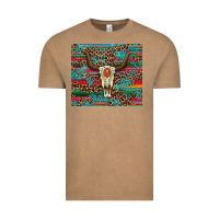Vintage Coffee western serape leopard bull skull turquoise Vintage Tee - Artiststas