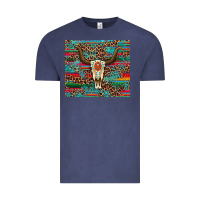 Western Serape Leopard Bull Skull Turquoise Vintage Tee | Teevron