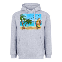 Heather Grey beach background Heavyweight Hoodie - HRA Design Shop