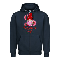 Navy happy valentine's day gnomes with sunflower Zipper Hoodie - RanaPortraitStore
