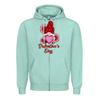 Seafoam happy valentine's day gnomes with sunflower Zipper Hoodie - RanaPortraitStore