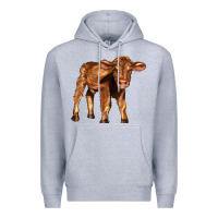 Heather Grey red angus calf Premium Hoodie - LillyAllenDesigns