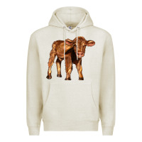 Oatmeal Heather red angus calf Premium Hoodie - LillyAllenDesigns