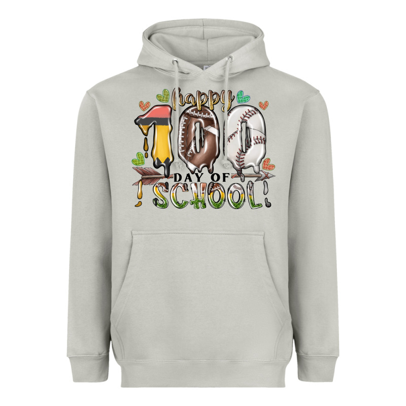 Happy 100 Day Of School American Football Baseball Heavyweight Hoodie by RacoonDesign | Teevron