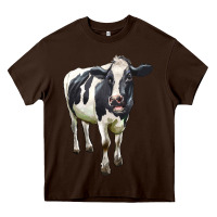 Chocolate Brown Holstein Bull Heavy Core Tee - LillyAllenDesigns