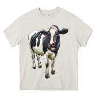 Cream Holstein Bull Heavy Core Tee - LillyAllenDesigns