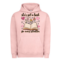 Pigment Salmon she's got a book for every situation Urban Hoodie - MaliasSmallBusiness