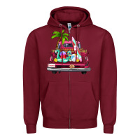 Burgundy summer truck farm truck Zipper Hoodie - Zillion Design Studio