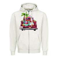 Oatmeal Heather summer truck farm truck Zipper Hoodie - Zillion Design Studio