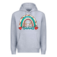 Heather Grey Baseball Rainbow Premium Hoodie - RanaPortraitStore