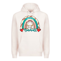 Pale Pink Baseball Rainbow Premium Hoodie - RanaPortraitStore