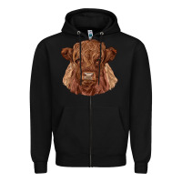 Black highland cow Zipper Hoodie - RanaPortraitStore