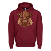 Burgundy highland cow Zipper Hoodie - RanaPortraitStore