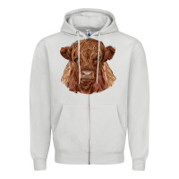Dove Grey highland cow Zipper Hoodie - RanaPortraitStore