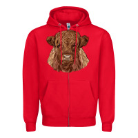 Red highland cow Zipper Hoodie - RanaPortraitStore