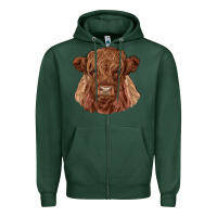 Sports Green highland cow Zipper Hoodie - RanaPortraitStore