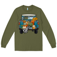 Army Green Fall Pumpkin Farm Truck Long Sleeve Tee - RanaPortraitStore