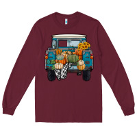 Burgundy Fall Pumpkin Farm Truck Long Sleeve Tee - RanaPortraitStore