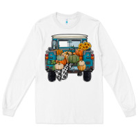 White Fall Pumpkin Farm Truck Long Sleeve Tee - RanaPortraitStore