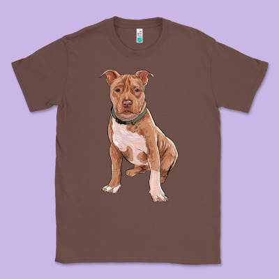 Brown Pitbull Classic Tee Designed By Ranaportraitstore