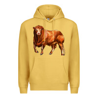 Antique Gold red angus bull Premium Hoodie - LillyAllenDesigns