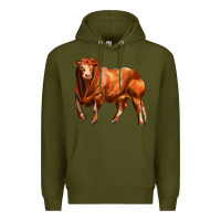 Army Green red angus bull Premium Hoodie - LillyAllenDesigns