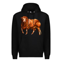 Black red angus bull Premium Hoodie - LillyAllenDesigns