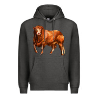 Charcoal Heather red angus bull Premium Hoodie - LillyAllenDesigns