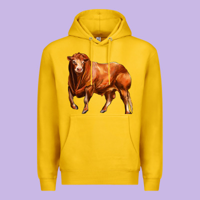 Red Angus Bull Premium Hoodie Designed By Lillyallendesigns