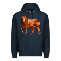 Navy red angus bull Premium Hoodie - LillyAllenDesigns
