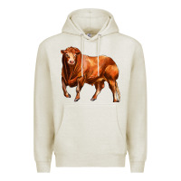 Oatmeal Heather red angus bull Premium Hoodie - LillyAllenDesigns