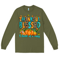 Army Green Thankful blessed and kind of a mess Long Sleeve Tee - RanaPortraitStore