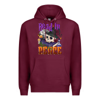Burgundy Read in peace Halloween Premium Hoodie - NancyCooperArtShop