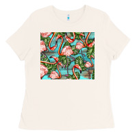 Bone flamingos with leaves Ladies Tee - BarkalooDesign