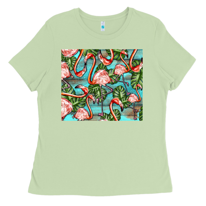 Flamingos With Leaves Ladies Tee by BarkalooDesign | Teevron