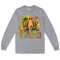 Heather Grey Tis' the season Fall American Football Long Sleeve Tee - RanaPortraitStore