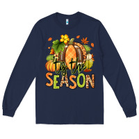 Navy Tis' the season Fall American Football Long Sleeve Tee - RanaPortraitStore