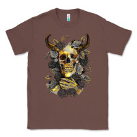 Chestnut Bull Human Skull With Gold Roses Classic Tee - RanaPortraitStore