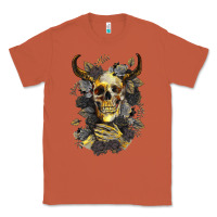 Copper Bull Human Skull With Gold Roses Classic Tee - RanaPortraitStore