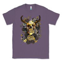 Lavender Bull Human Skull With Gold Roses Classic Tee - RanaPortraitStore