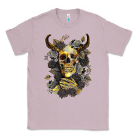 Lilac Bull Human Skull With Gold Roses Classic Tee - RanaPortraitStore