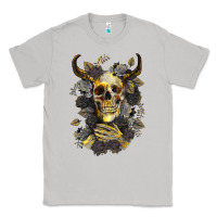 Bull Human Skull With Gold Roses Classic Tee | Teevron