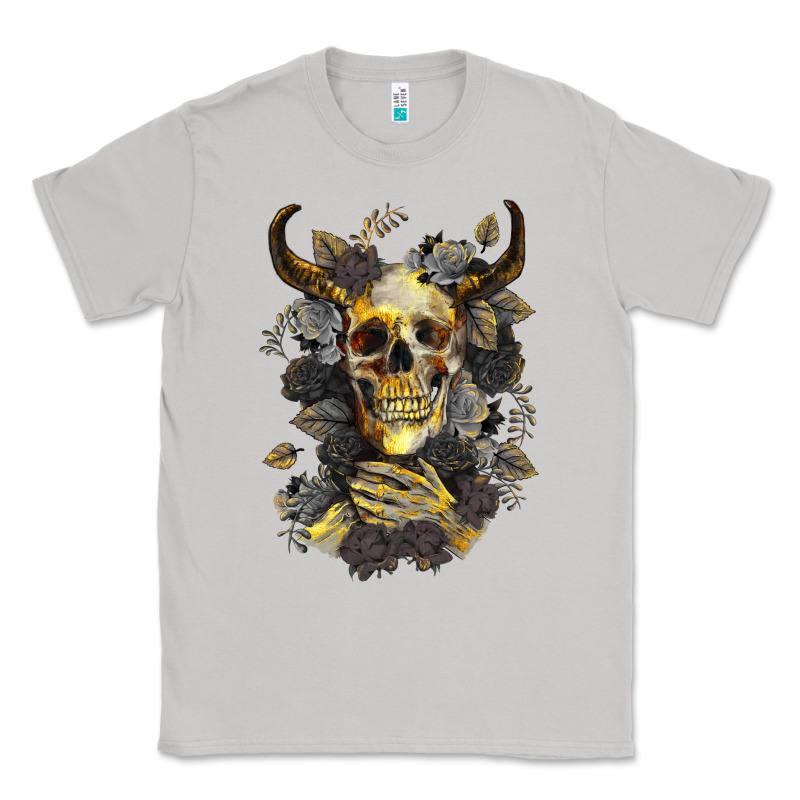 Bull Human Skull With Gold Roses Classic Tee by RanaPortraitStore | Teevron