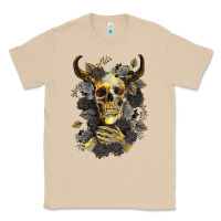 Mushroom Bull Human Skull With Gold Roses Classic Tee - RanaPortraitStore