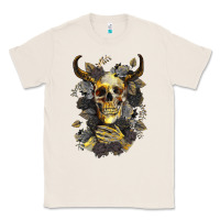 Natural Bull Human Skull With Gold Roses Classic Tee - RanaPortraitStore