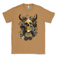 Toasted Coconut Bull Human Skull With Gold Roses Classic Tee - RanaPortraitStore